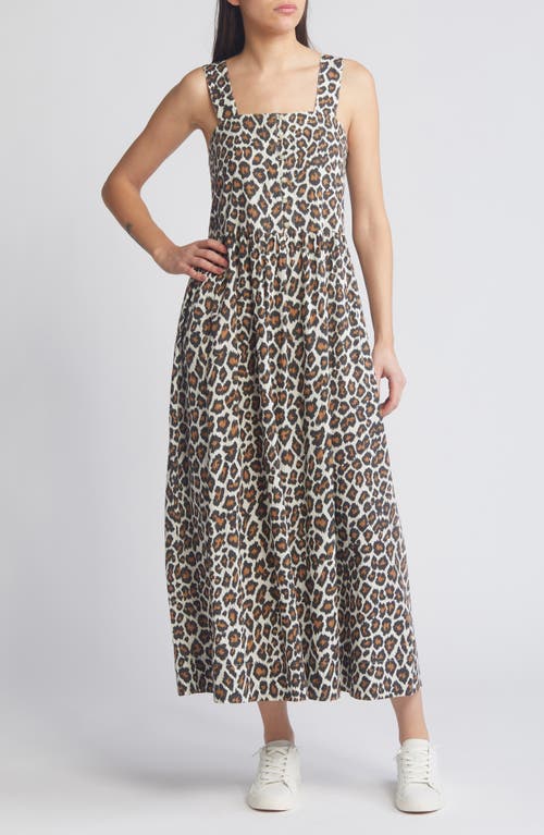 The Great . The Sunbird Leopard Print Cotton Dress In White/heritage Leopard