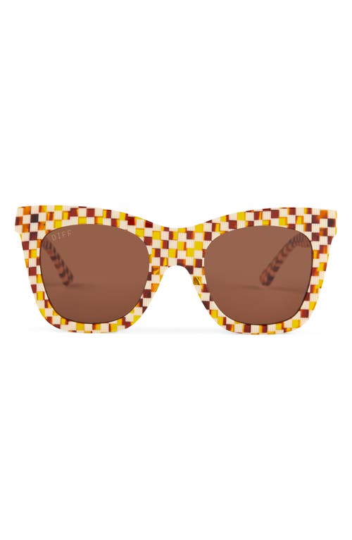 DIFF Kaia 50mm Square Sunglasses in Chestnut Weave