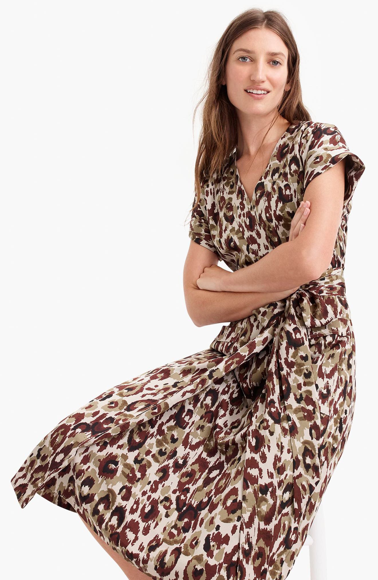 j crew leopard wrap dress