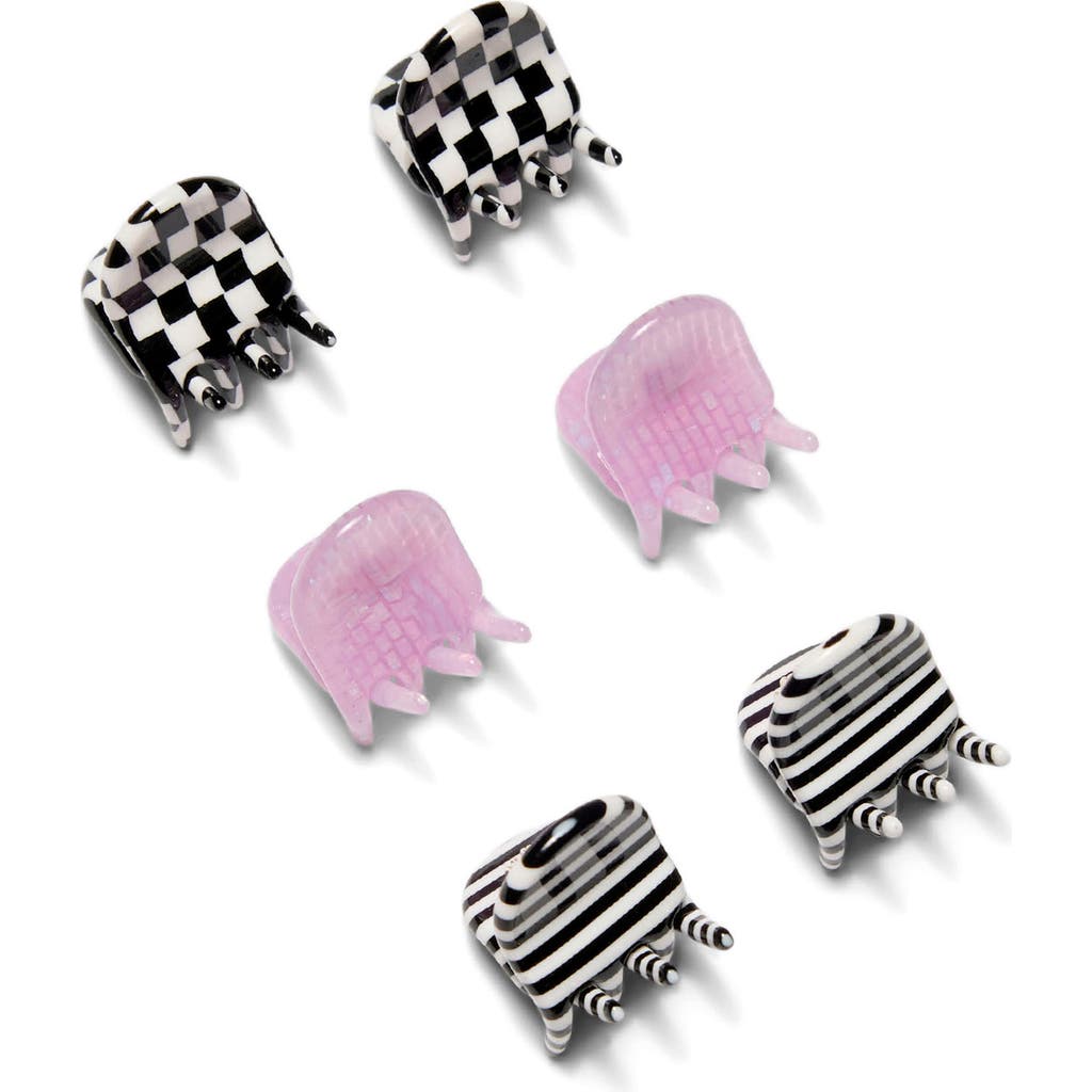 Chunks Assorted 6-pack Micro Claw Clips In Purple/black/white