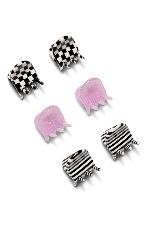 Assorted 6-Pack Micro Claw Clips in Purple/Black/White