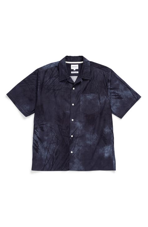 Carsten Print Short Sleeve Cotton Button-Up Shirt