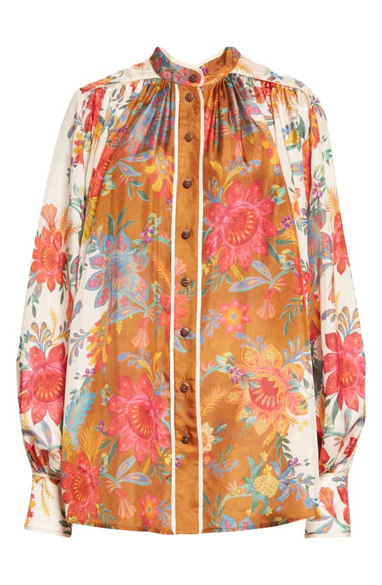 Zimmermann Ginger Floral Relaxed Fit Silk Blouse In Multicolour | ModeSens