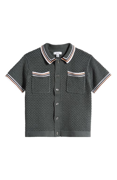 Reiss Kids' Coulson Sr. Short Sleeve Polo Sweater Dark Sage at Nordstrom,