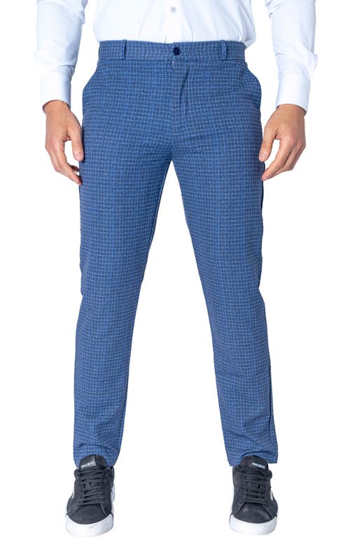 Maceoo Windowpane Check Stretch Slim Fit Pants Blue at Nordstrom, X 32