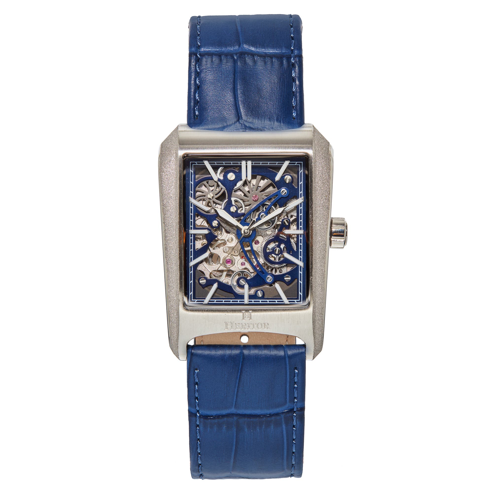 Heritor Automatic Wyatt Skeleton Watch in Silver/blue Cover