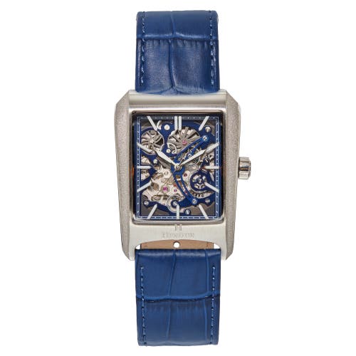 Shop Heritor Automatic Wyatt Skeleton Watch In Silver/blue