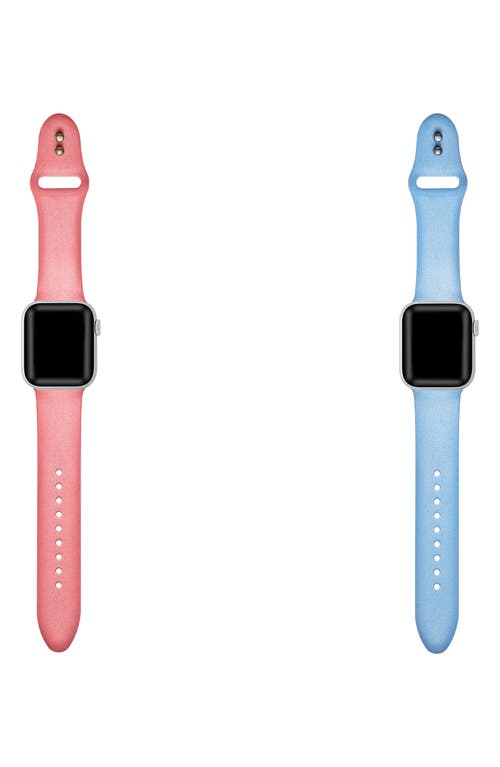 The Posh Tech Assorted 2-pack Silicone Apple Watch® Watchbands In Coral/light Blue