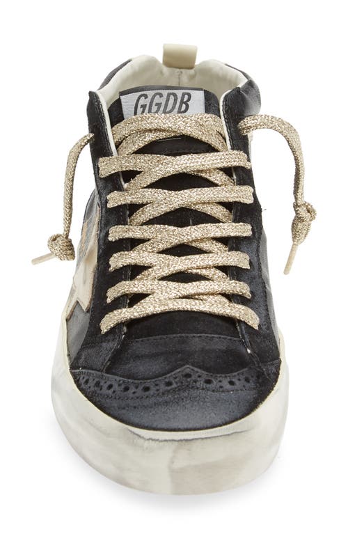 Shop Golden Goose Mid Star Glitter Sneaker In Black/platinum/ivory