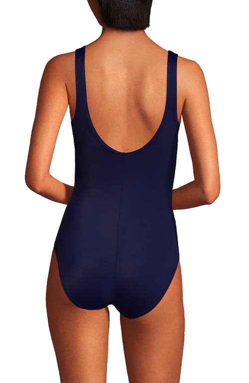 Shop Lands' End D-cup Chlorine Resistant High Leg Tugless Sporty One Piece Swimsuit In Deep Sea Navy