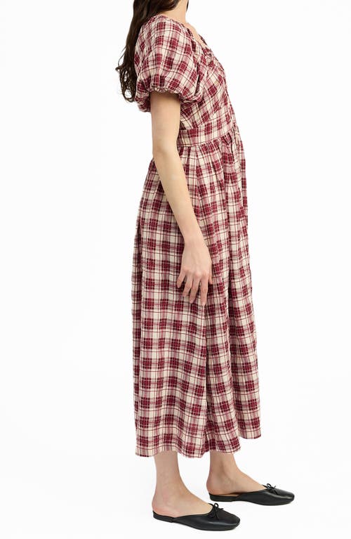 EN SAISON EN SAISON COLEBEE PLAID PUFF SLEEVE MAXI DRESS 