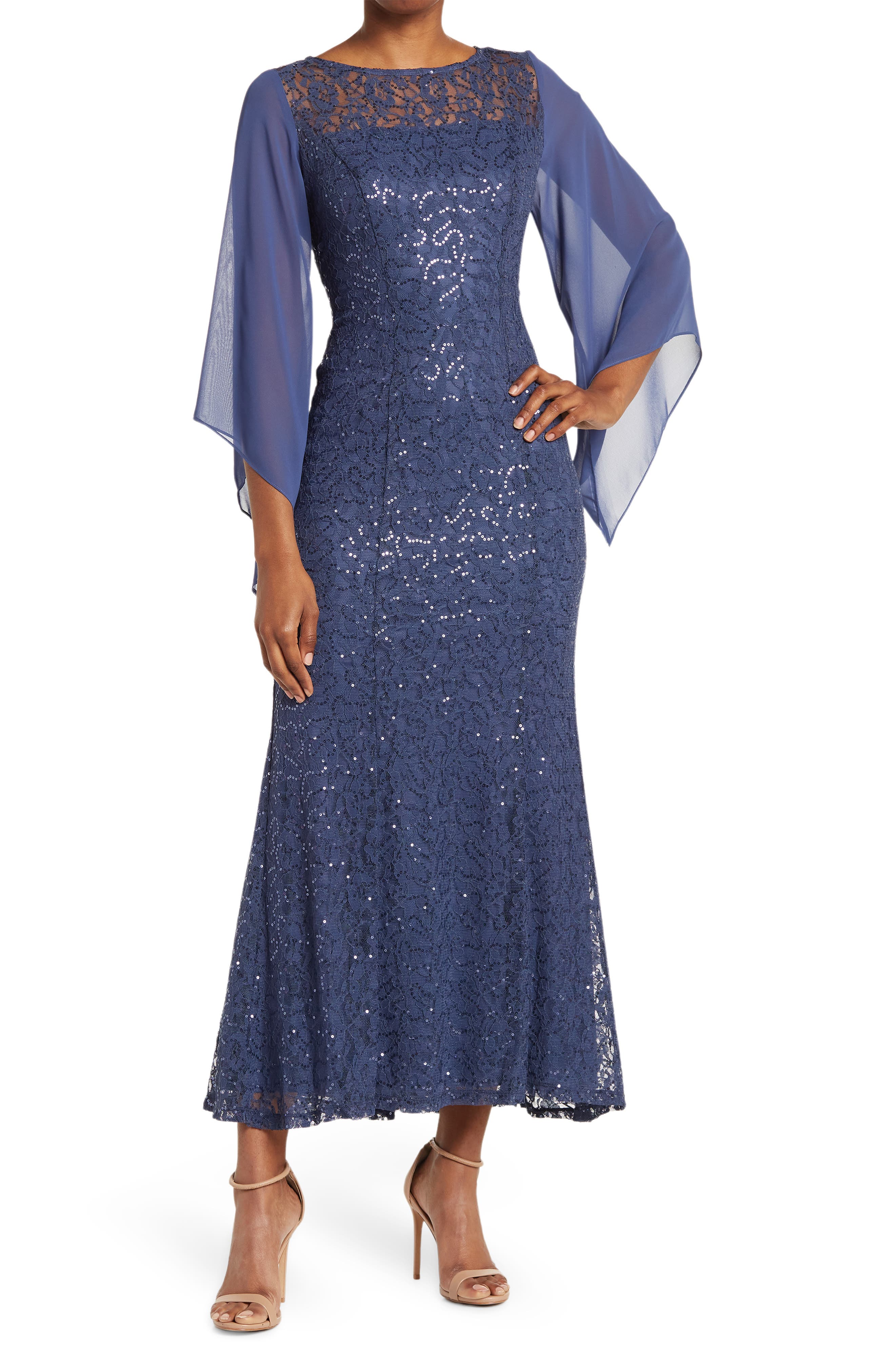 SL FASHIONS Long Fit And Flare Sequin 