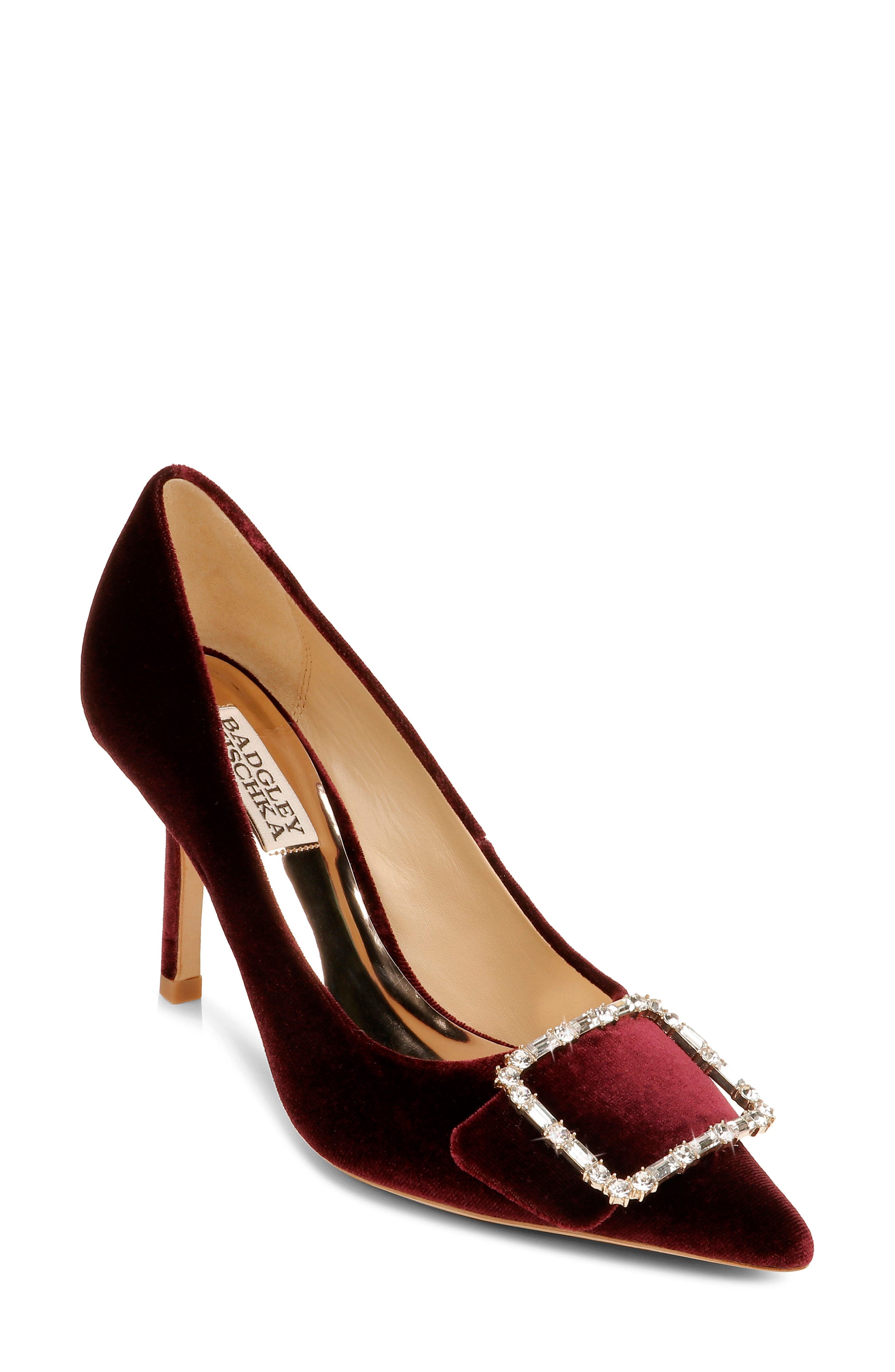 burgundy designer heels