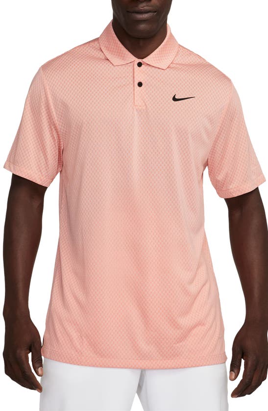 Shop Nike Dri-fit Jacquard Golf Polo In Light Madder Root/ Guava Ice