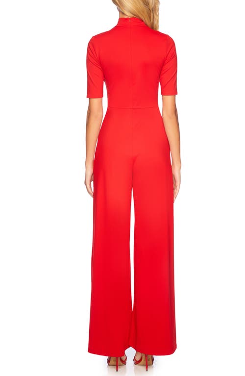 Susana Monaco Mock Neck Wide Leg Jumpsuit In Perfect Red
