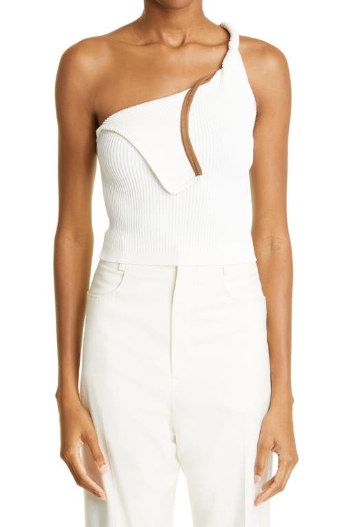 Jacquemus La Maille Aceno One-Shoulder Tank Top in Off-White