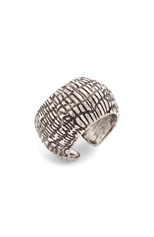 Wild Hand Engraved Snakeskin Ring in Silver