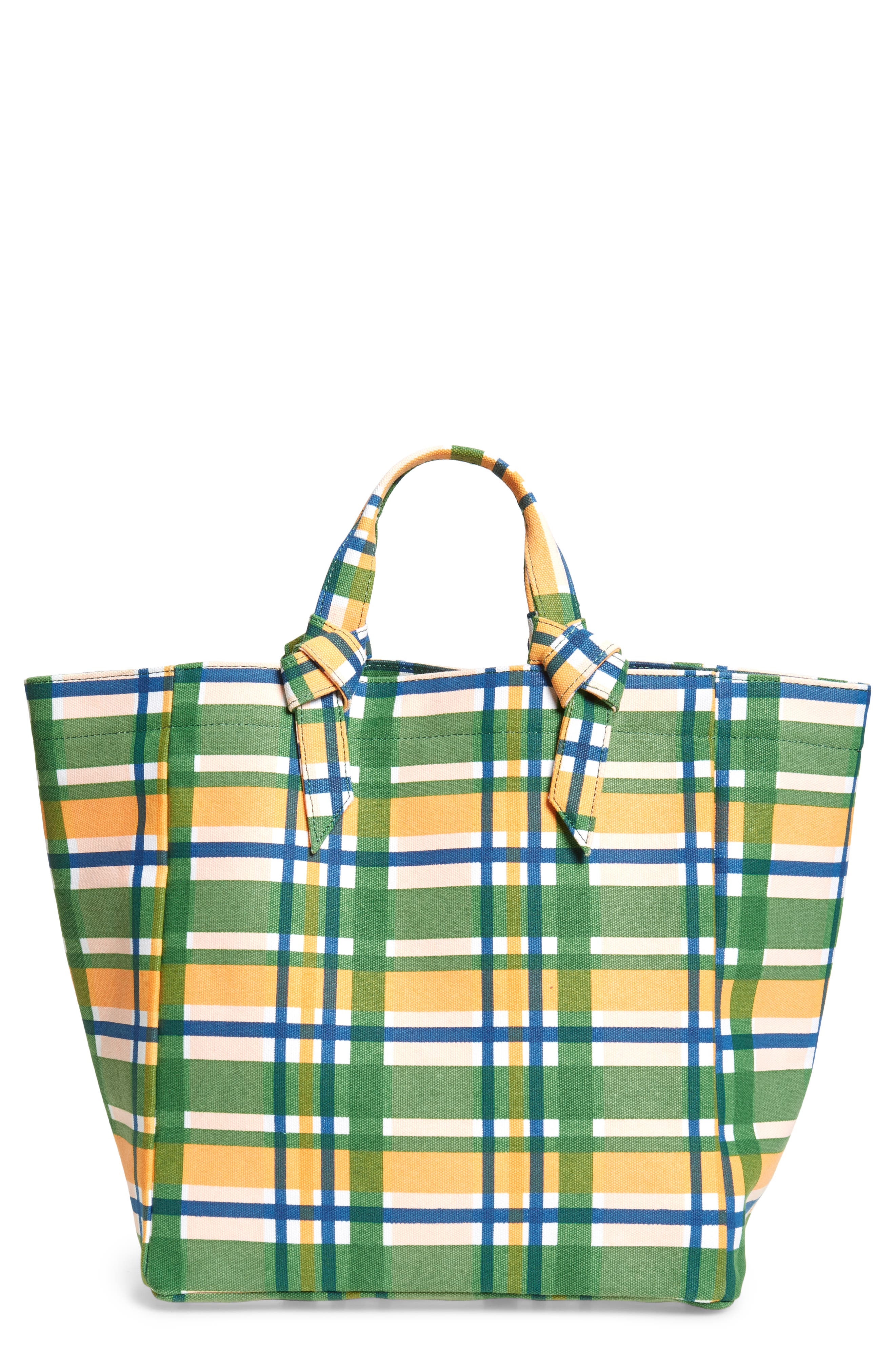 plaid canvas tote bags