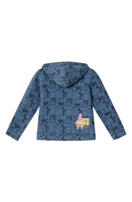 Shop Andy & Evan Kids' Square Print Stonewash Hoodie In Navy