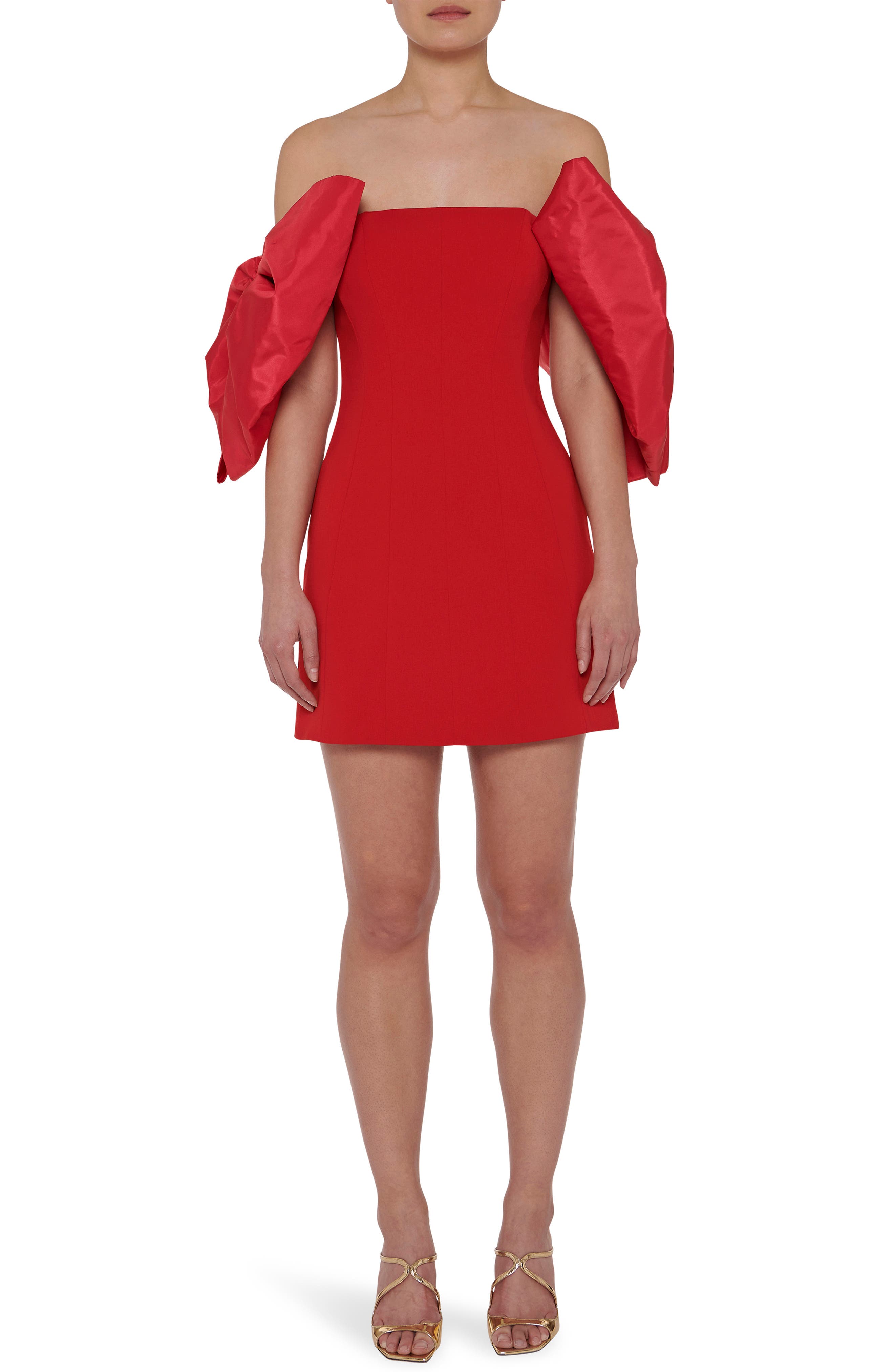Shoulder Bow Sleeve Minidress 