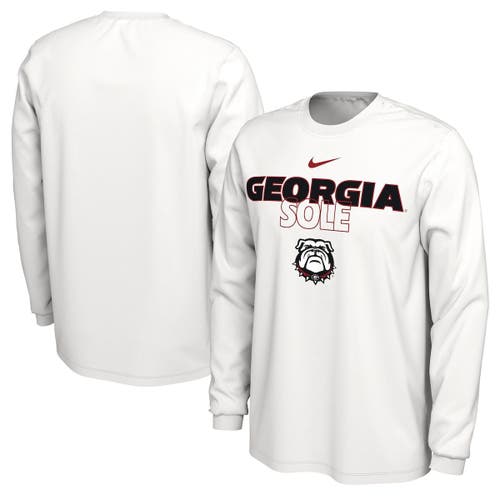 Nike White Georgia Bulldogs 2023 On Court Bench Long Sleeve T-Shirt