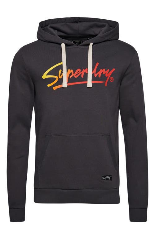 Superdry Vintage Downtown Script Graphic Hoodie in Charcoal