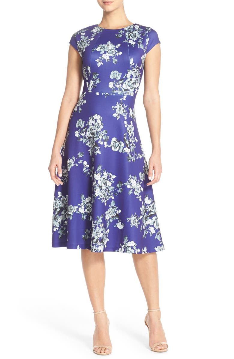ECI Floral Scuba Fit & Flare Dress | Nordstrom