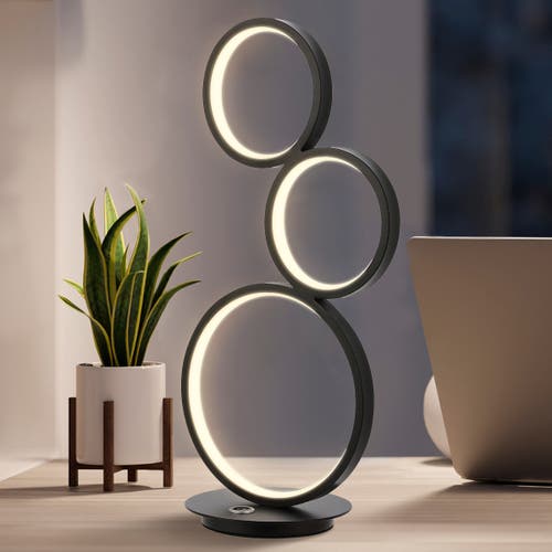 Jonathan Y Juno 3-light Bohemian Coastal Iron Integrated Led Table Lamp In Black