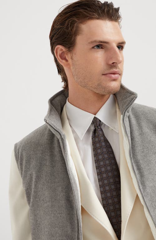 Shop Brunello Cucinelli Silk Tie With Pattern In Light Brown