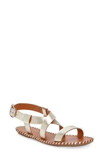 Shop Lucky Brand Zelek Ankle Strap Sandal In Gold Platino Cabral