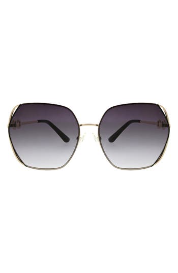 Shop Oscar De La Renta 62mm Butterfly Sunglasses In Gold/black