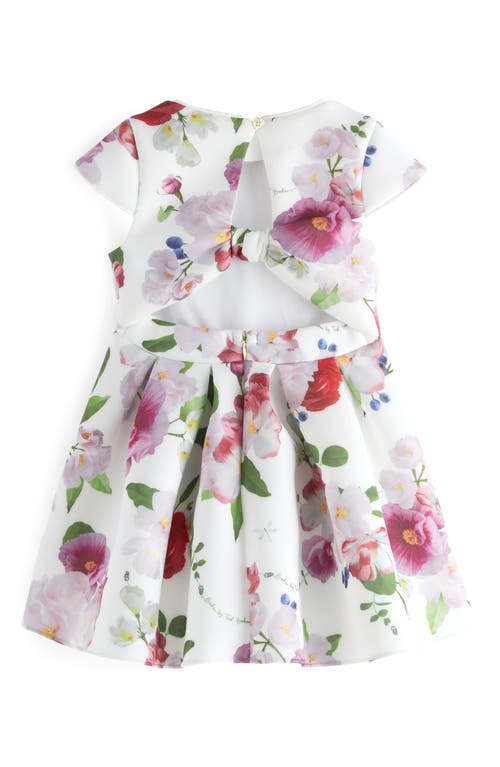 Shop Ted Baker Baker By  Kids' Floral Cap Sleeve Cutout Scuba Dress In White