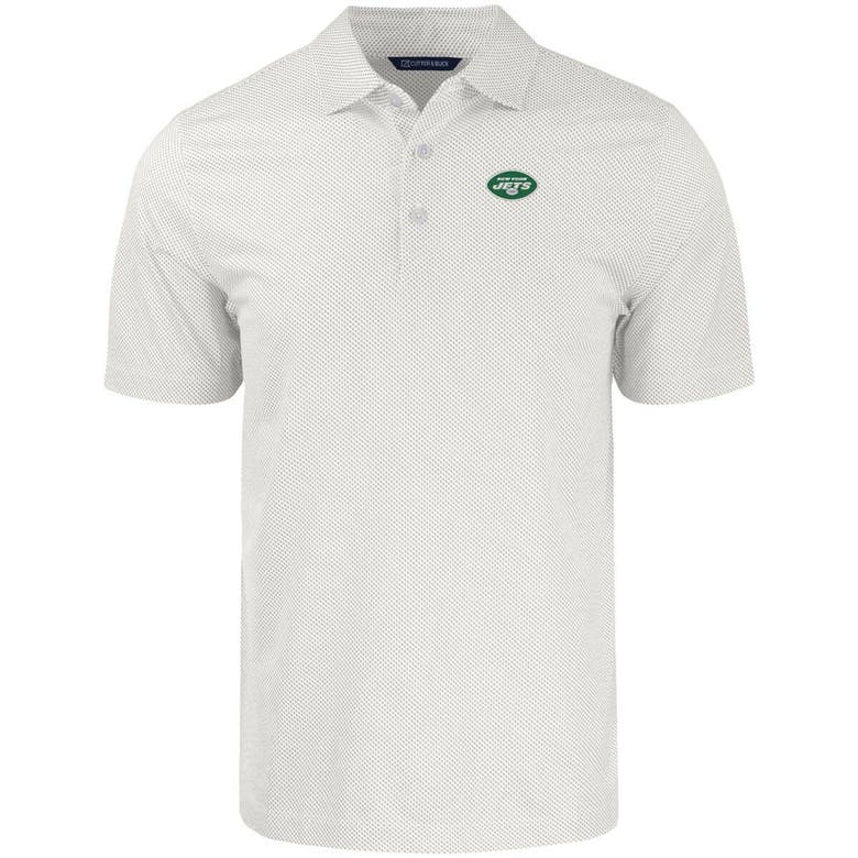 Shop Cutter & Buck White New York Jets  Pike Eco Symmetry Print Stretch Recycled Polo