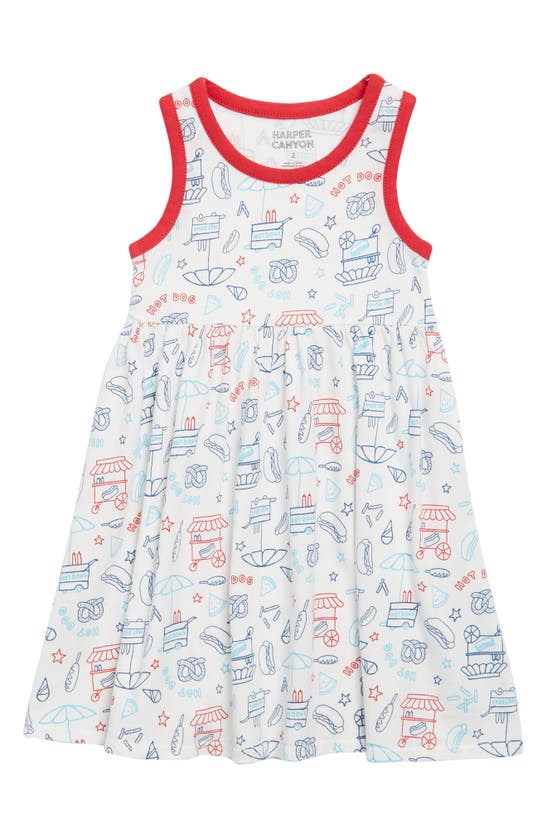 Harper Canyon Kids' Print Tank Dress In Ivory Egret Hot Dog Stand