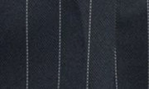 Laquan Smith Pinstripe Pleated Wide Leg Trousers In Navy