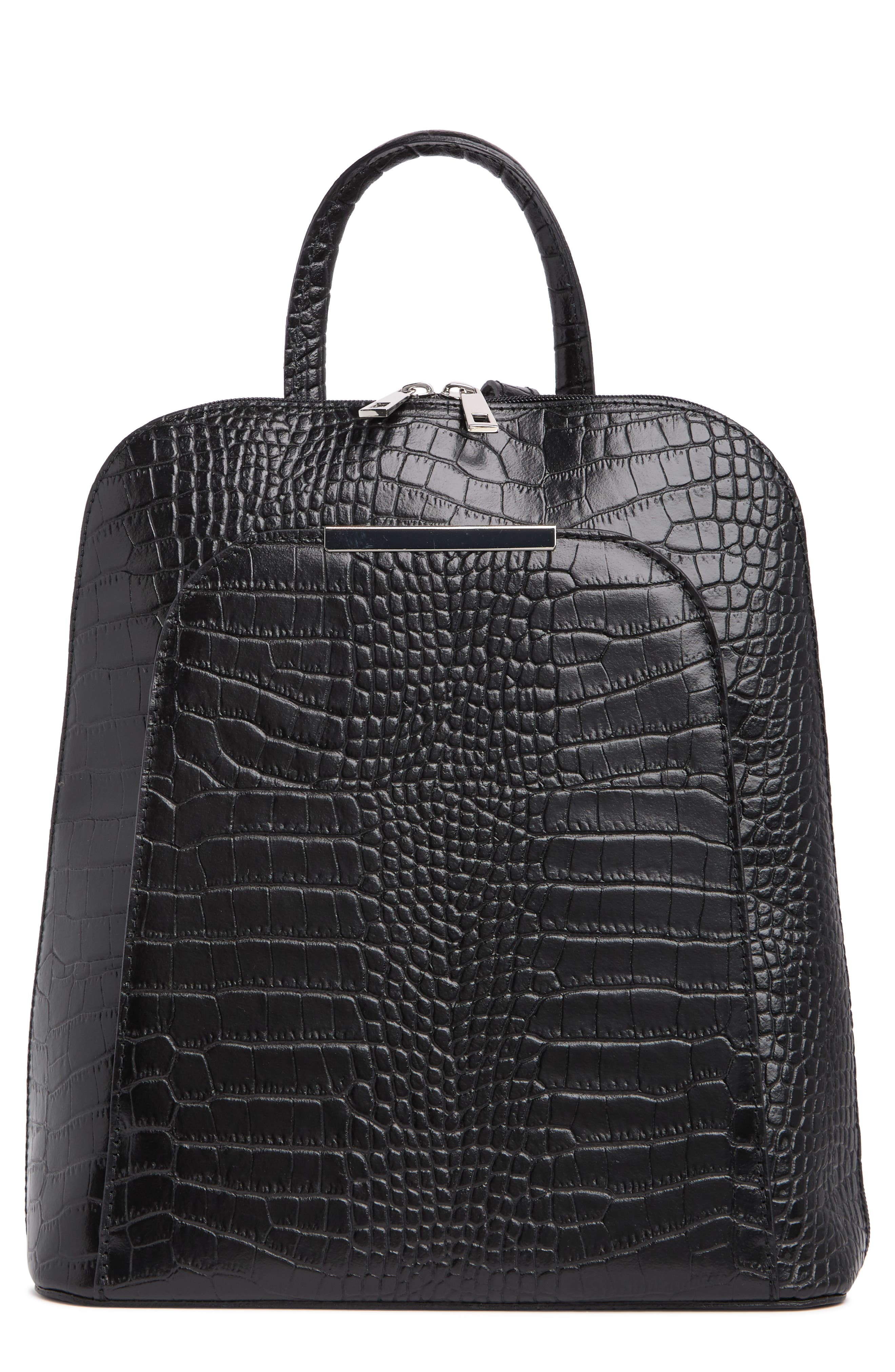 sleek leather backpack