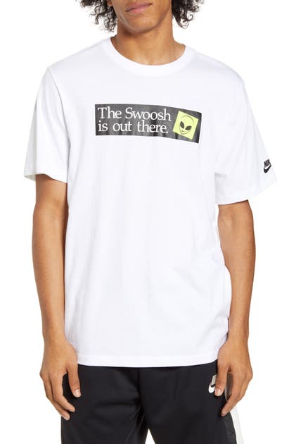 Nike Sportswear The Swoosh Is Out There Graphic Tee In White