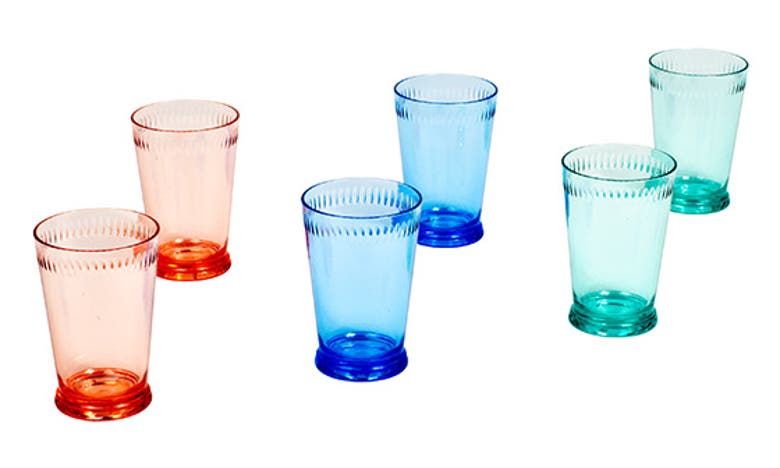Tarhong Tritan Scallop Set Of 6 Tumblers In Blue Multi