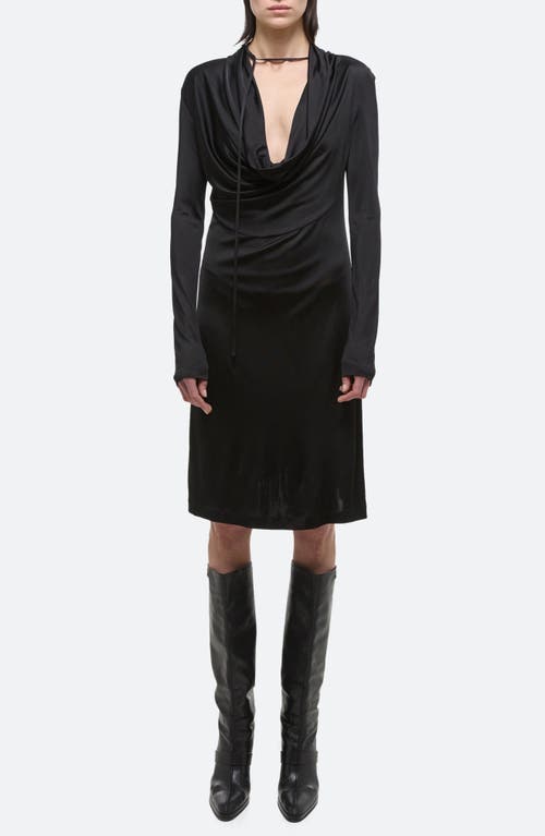 Cowl Neck Long Sleeve Dress in Black