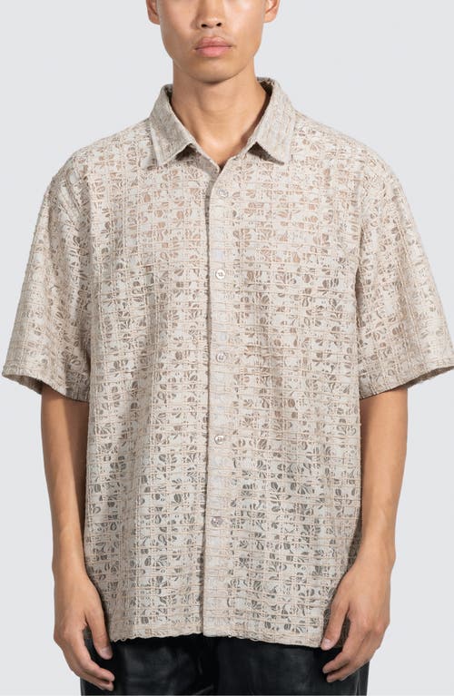 Pleasures Lace Short Sleeve Button-up Shirt In Tan