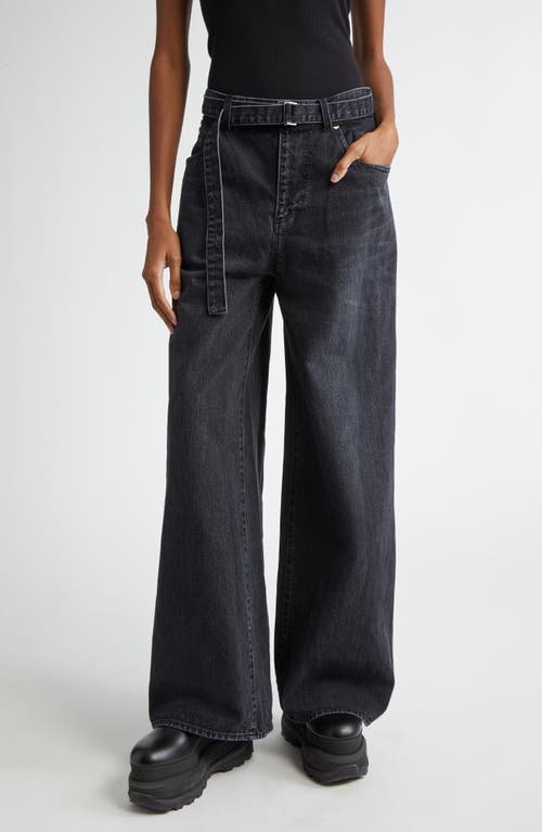 Sacai Belted Wide Leg Jeans at