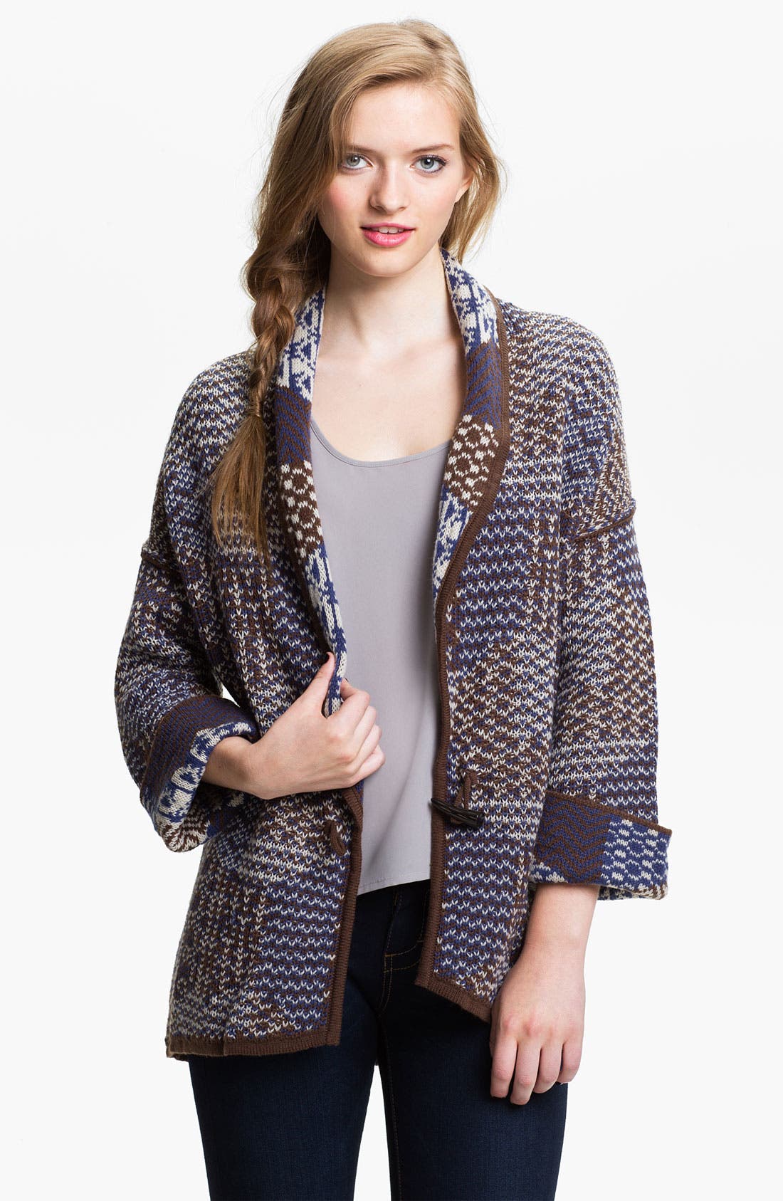 Rubbish® Patchwork Knit Cardigan (Juniors) Nordstrom