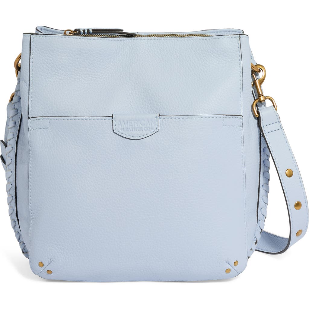 American Leather Co. Luca Triple Pocket Leather Crossbody Bag In Sea Breeze