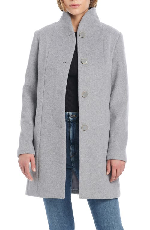 Kate Spade New York High Neck Wool Blend Coat In Heather Grey