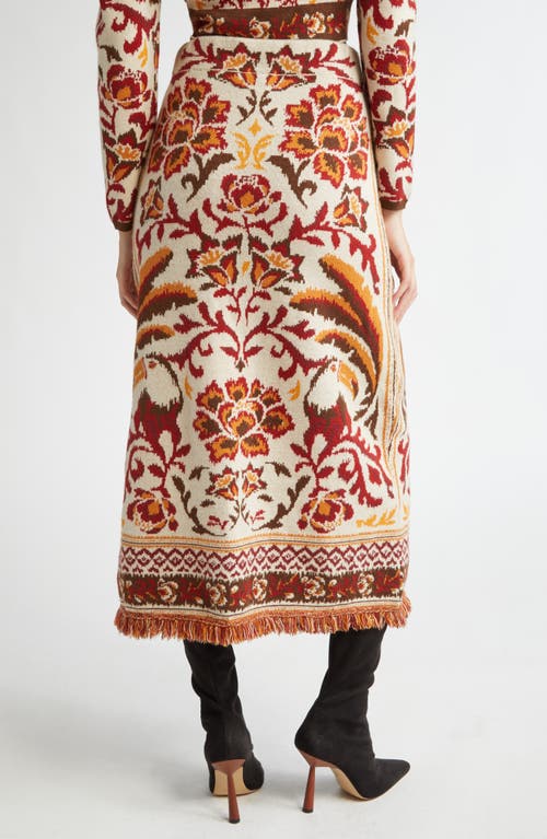 Shop Farm Rio Toucan Scarf Jacquard Knit Skirt In Toucans Scarf Cream