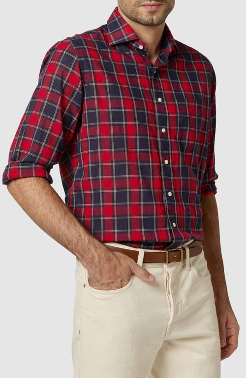 Shop Sid Mashburn Plaid Button-up Shirt In Red/navy/yellow Plaid Poplin