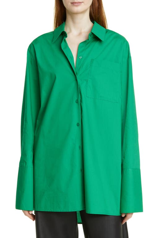 Birgitte Herskind Henrich Oversize Long Sleeve Organic Cotton Blouse in Green
