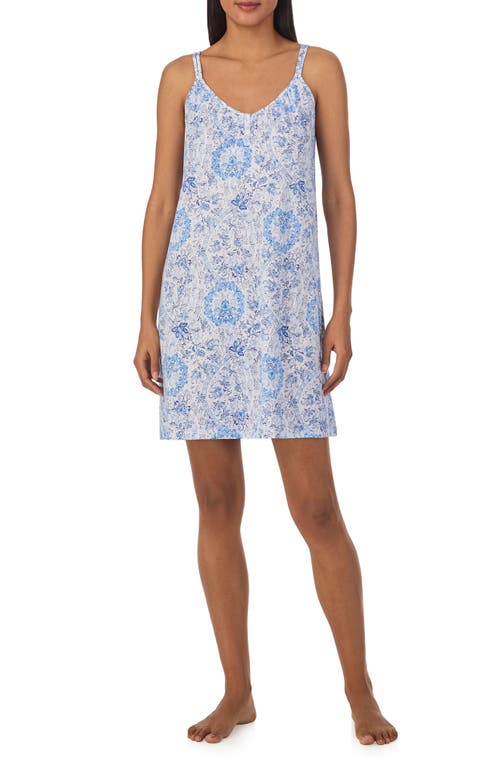 Lauren Ralph Lauren Print Short Nightgown in Blue Floral at Nordstrom, Size X-Large