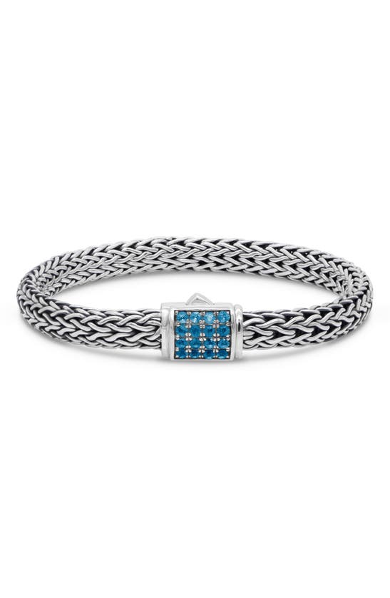 Shop Devata Sterling Silver Semiprecious Stone Chain Bracelet In Silver Blue