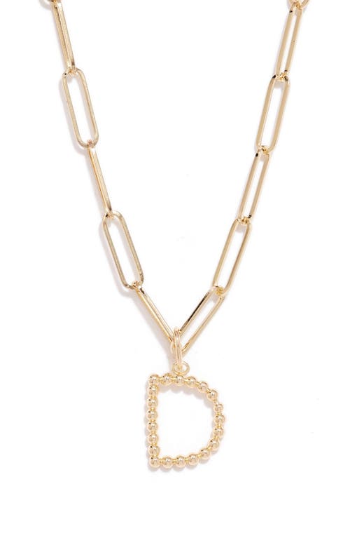 Nordstrom Beaded Initial Necklace in D- Gold